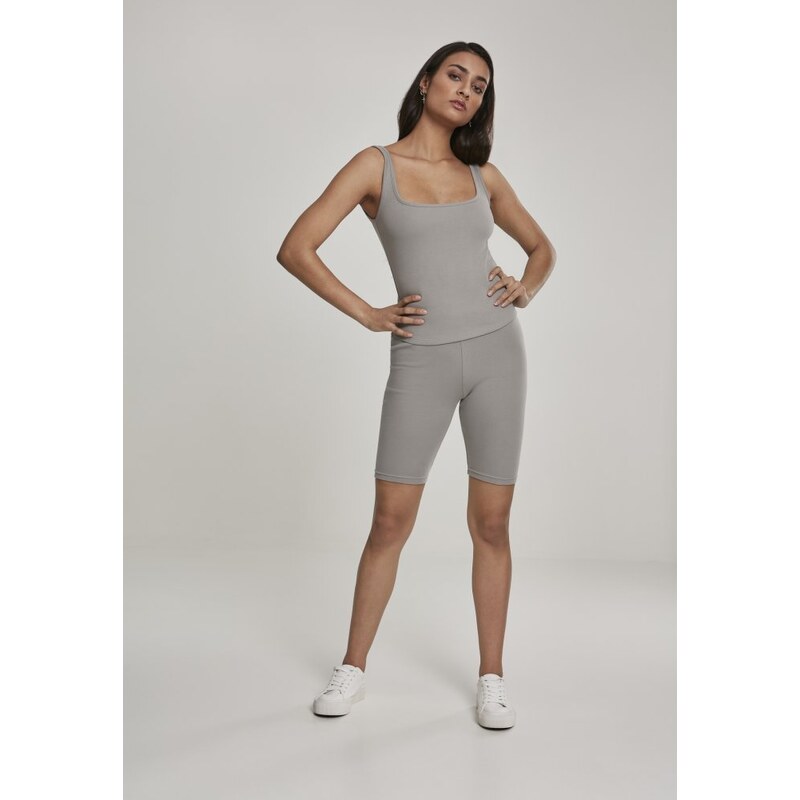 URBAN CLASSICS Ladies High Waist Cycle Shorts - green/grey