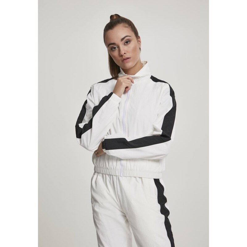 Bunda Urban Classics Ladies Short Striped Crinkle Track Jacket - white/black