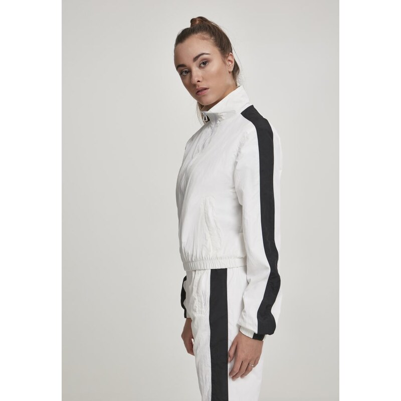 Bunda Urban Classics Ladies Short Striped Crinkle Track Jacket - white/black