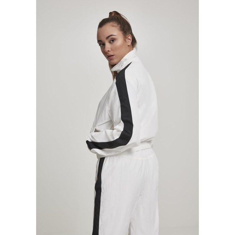 Bunda Urban Classics Ladies Short Striped Crinkle Track Jacket - white/black