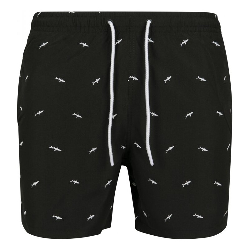 Pánské šortky Urban Classics Embroidery Swim Shorts - shark/black/white