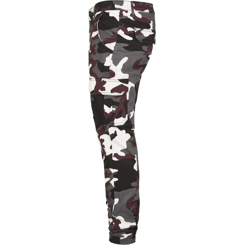 Kalhoty Urban Classics Camo Cargo Jogging Pants 2.0 - wine camo