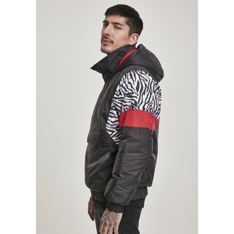Bunda Urban Classics Animal Mixed Pull Over Jacket - black/snowtiger