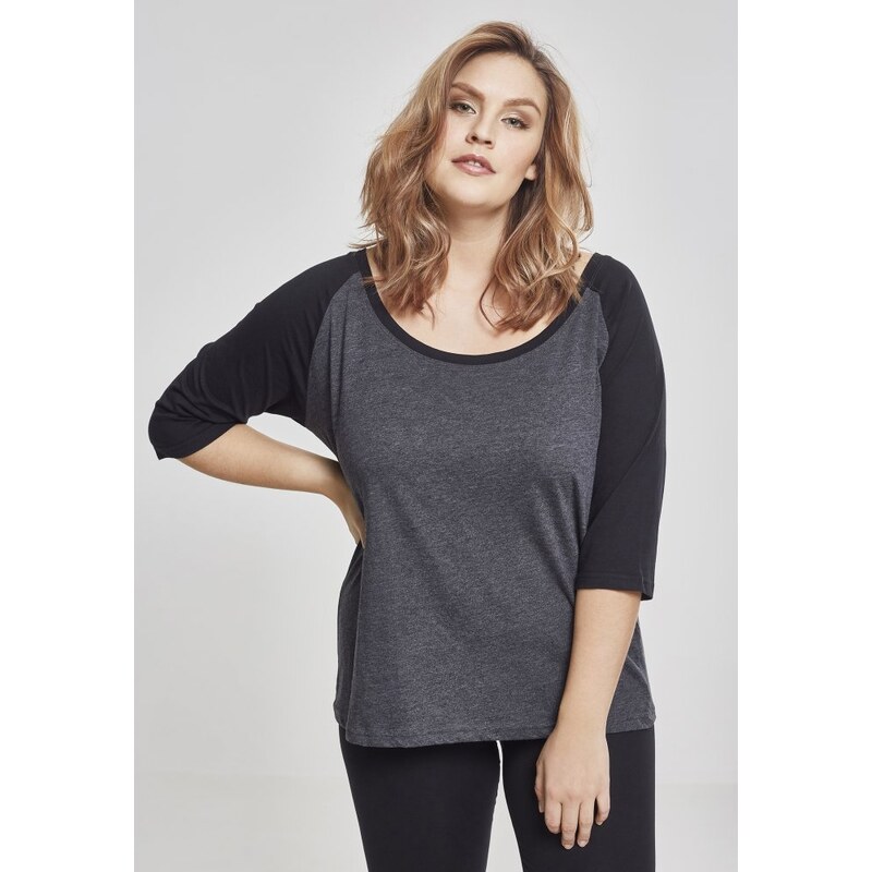 Tričko Urban Classics Ladies 3/4 Contrast Raglan Tee - charcoal/black