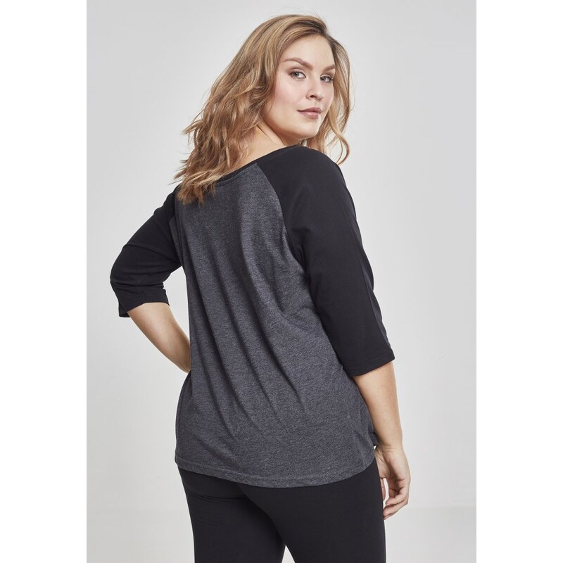 Tričko Urban Classics Ladies 3/4 Contrast Raglan Tee - charcoal/black
