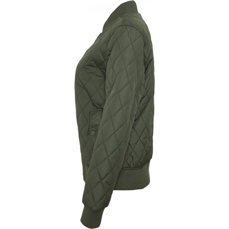 Dámská bomber bunda Urban Classics Diamond Quilt Nylon - olivová