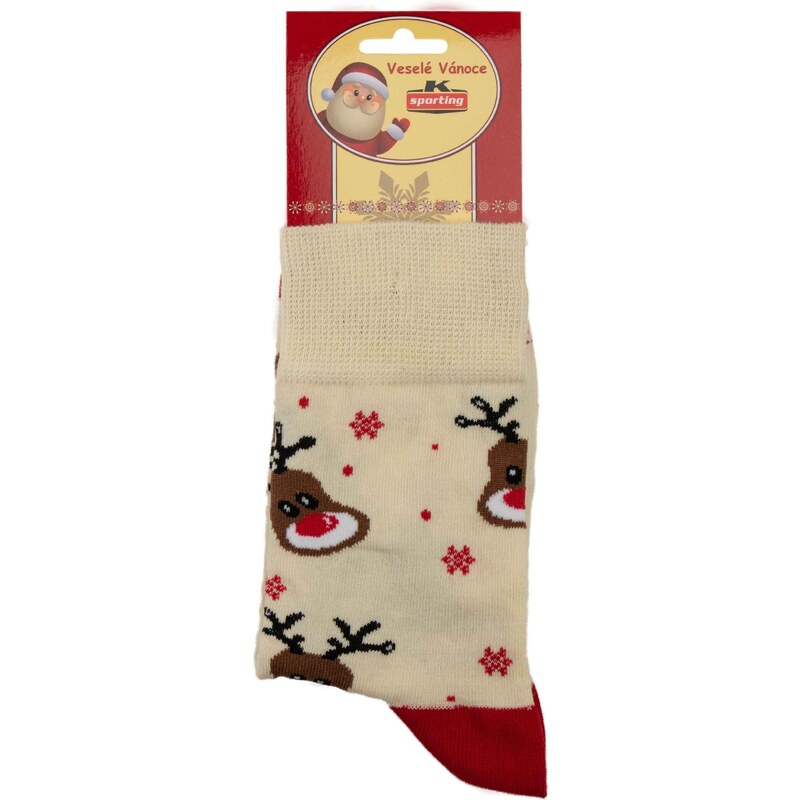 K-SPORTING Dámské vánoční ponožky Sobi béžové 37-41