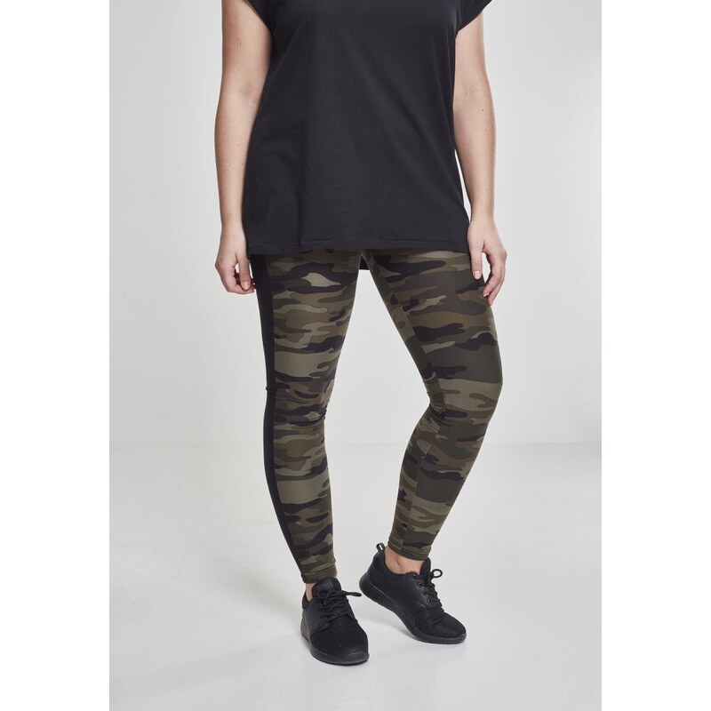 Legíny Urban Classics Ladies Camo Stripe Leggings - woodcamo/blk