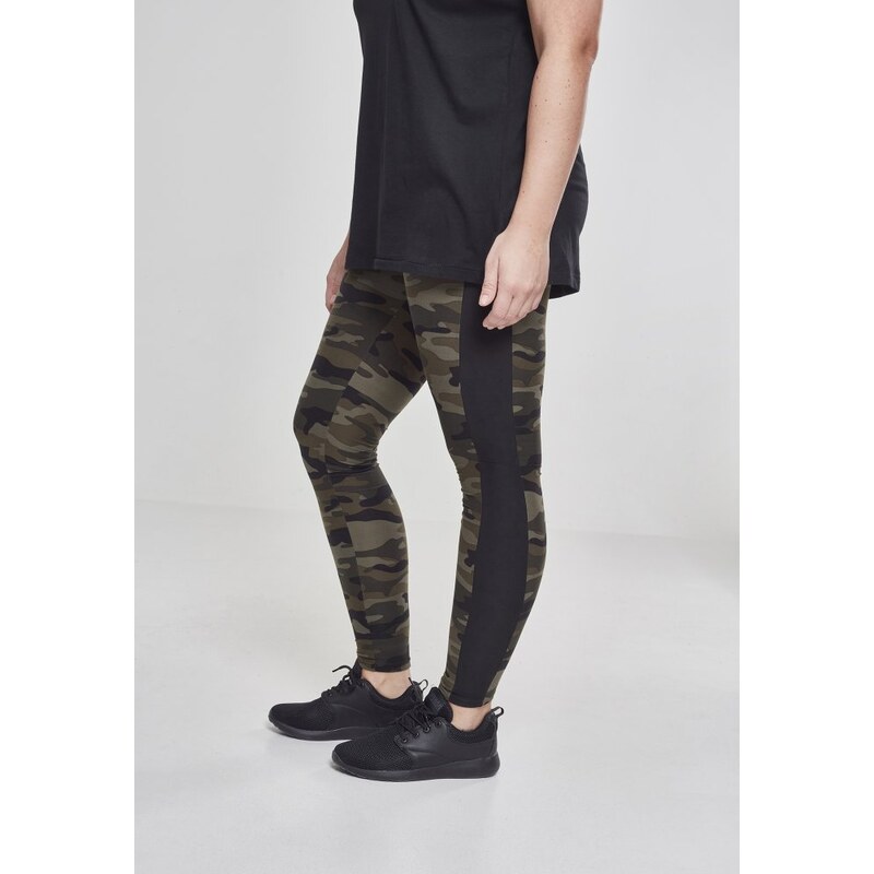 Legíny Urban Classics Ladies Camo Stripe Leggings - woodcamo/blk