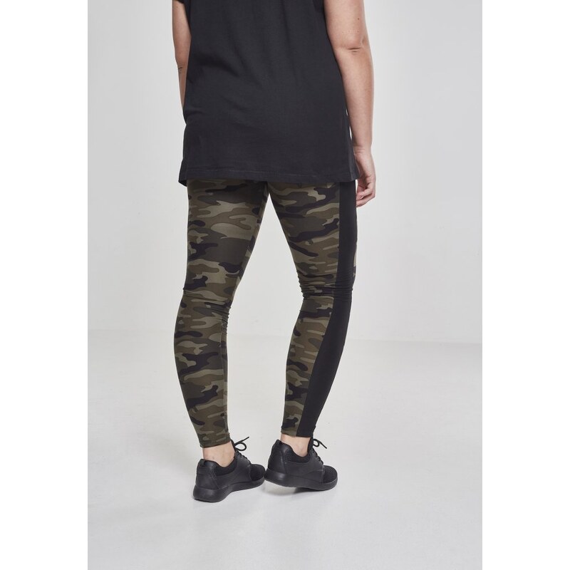 Legíny Urban Classics Ladies Camo Stripe Leggings - woodcamo/blk