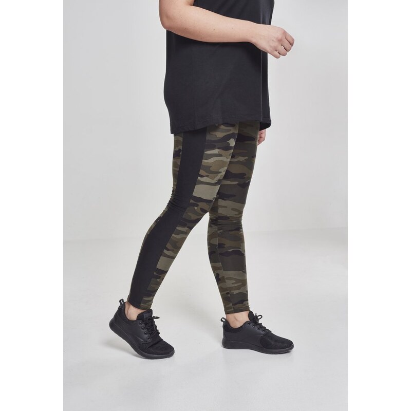 Legíny Urban Classics Ladies Camo Stripe Leggings - woodcamo/blk