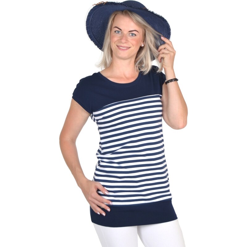 Top Elegant Tunika námořnická MARINE / modro bílé pruhy