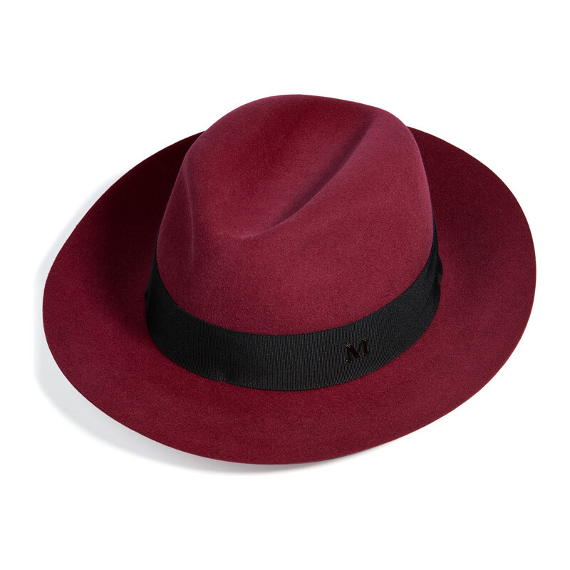 Maison Michel Rabbit-Felt Henrietta Grosgrain-Trimmed Boyfriend Hat