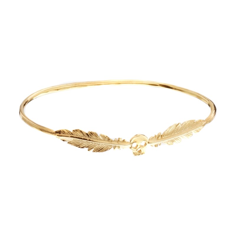 Daisy Knights Feather Skull Hand Bangle