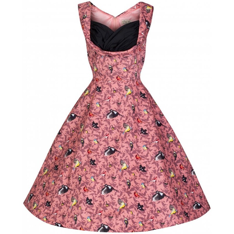 OPHELIA Birdy Pink- swingové retro šaty inspirované padesátými léty