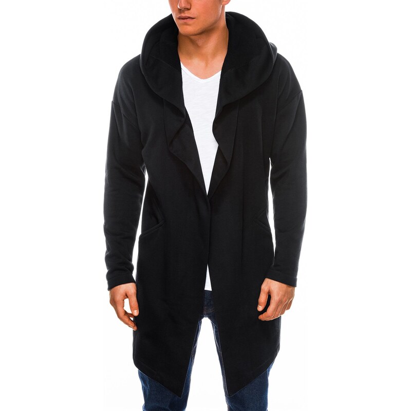 Ombre Clothing Pánská prodloužená mikina s kapucí Accio UrbanX černá B961