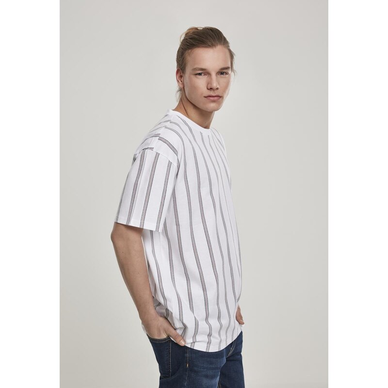 UC Men Těžké oversized tričko AOP Stripe bílá/námořnická