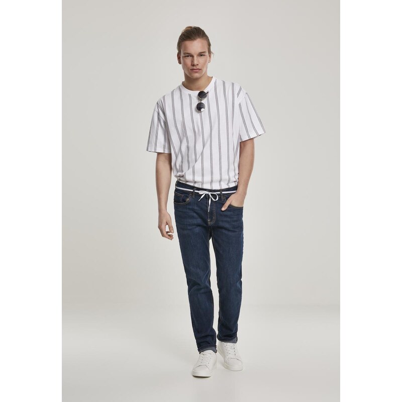 UC Men Těžké oversized tričko AOP Stripe bílá/námořnická