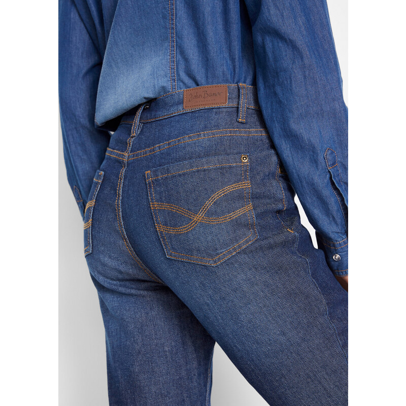 bonprix Termo strečové džíny BOOTCUT Modrá