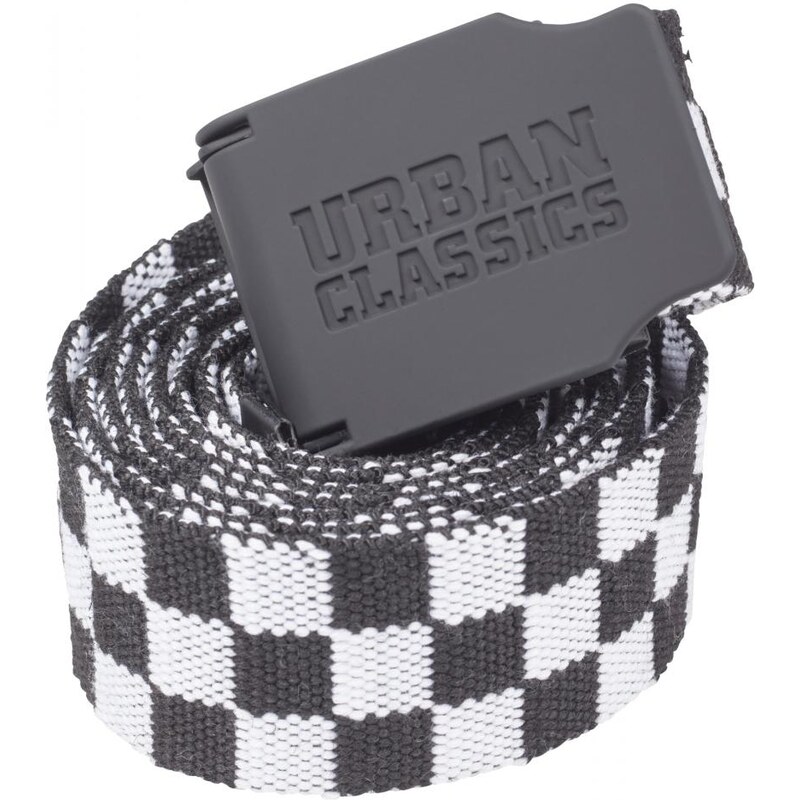 Urban Classics Accessoires UC Canvas Belt Šachovnice 150cm černo/bílá