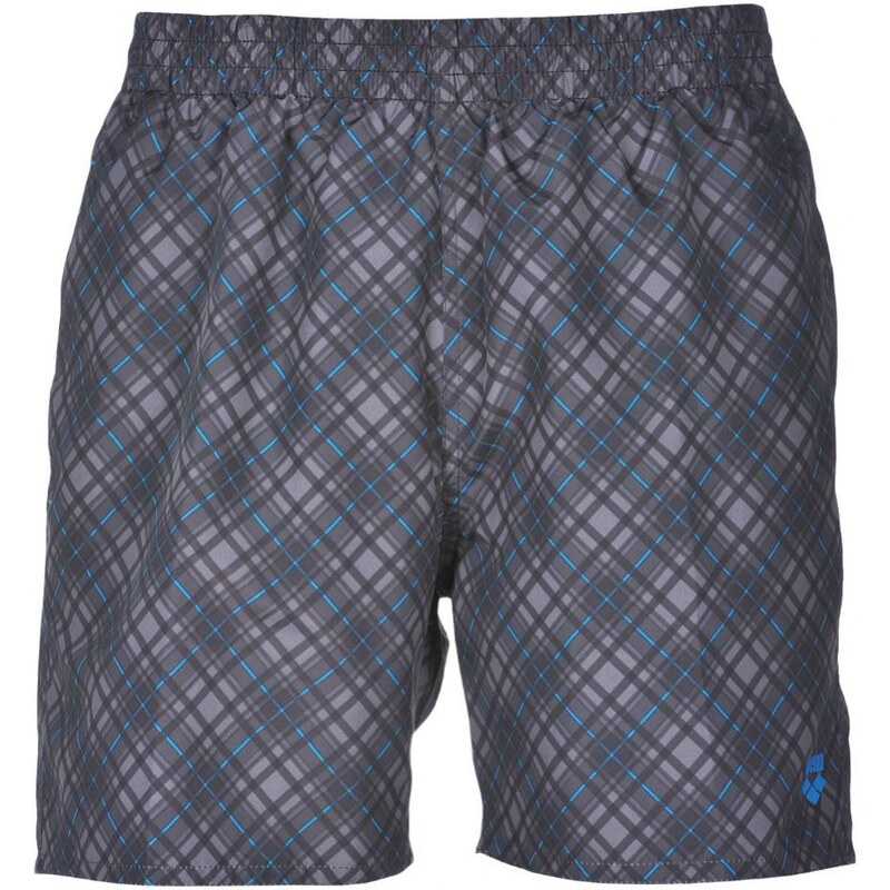 Plavecké šortky Arena Printed Check 2 Boxer Grey/Turquoise S