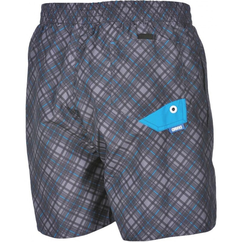 Plavecké šortky Arena Printed Check 2 Boxer Grey/Turquoise S