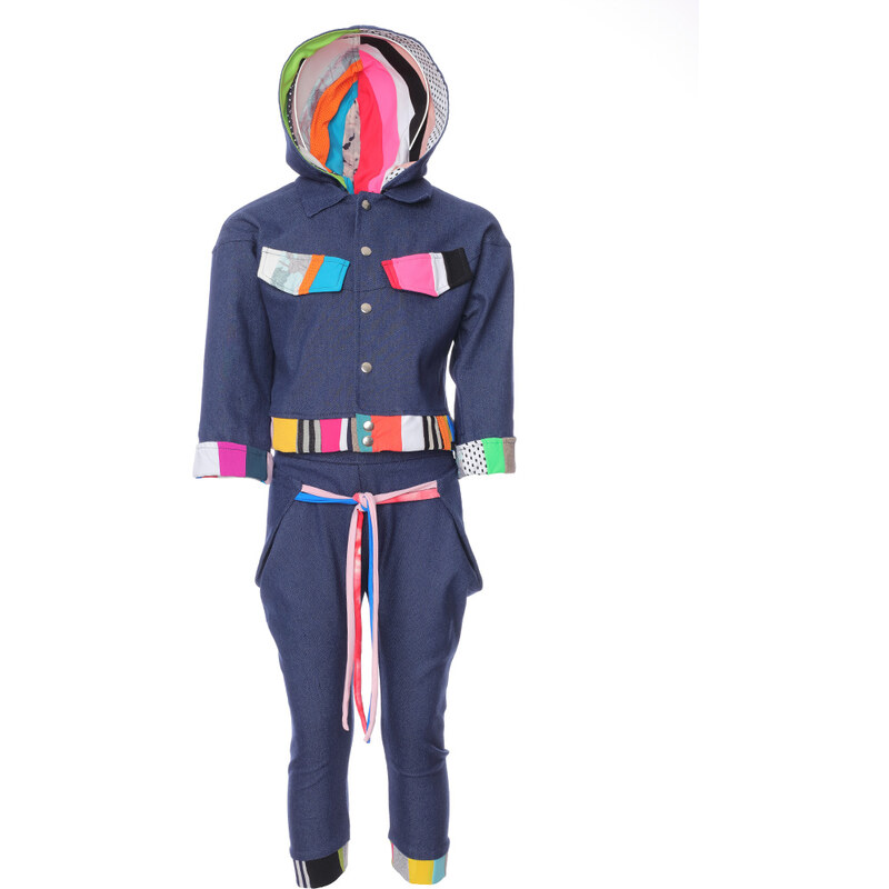 Antonio Lobato Kids Dětská bunda denim MJ modrá patchwork
