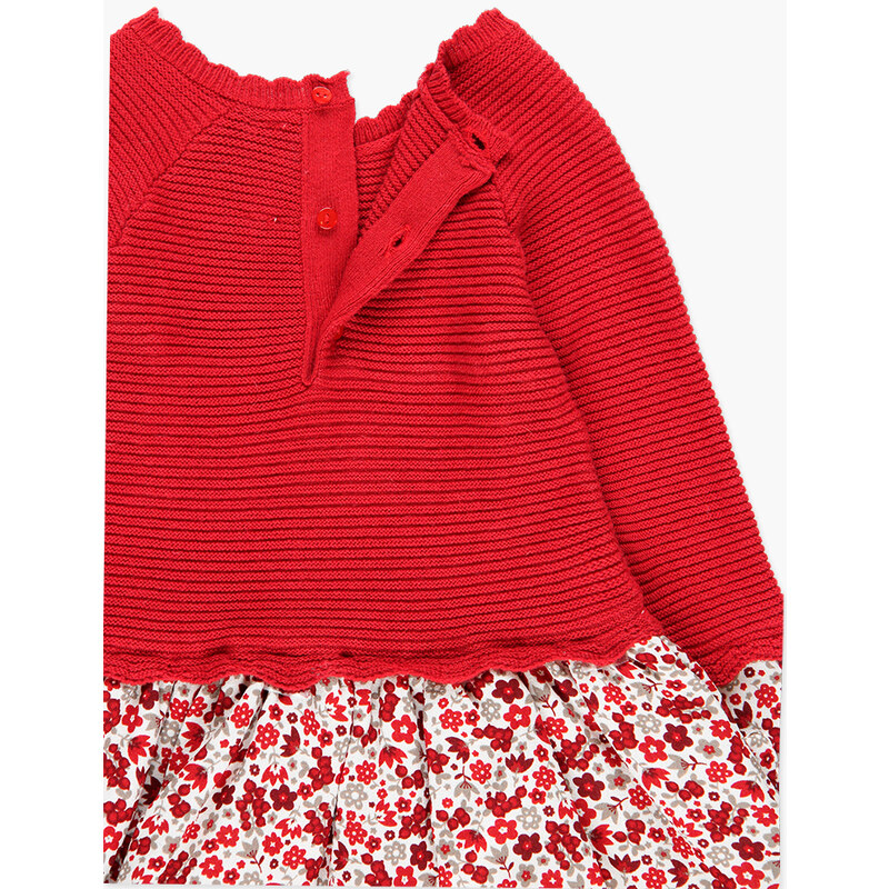 Boboli Kombinované pletené šaty červené