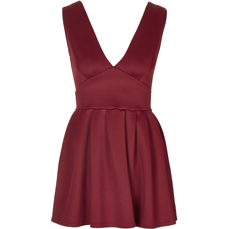 Topshop **Plunge Pleated Skater Dress by Rare