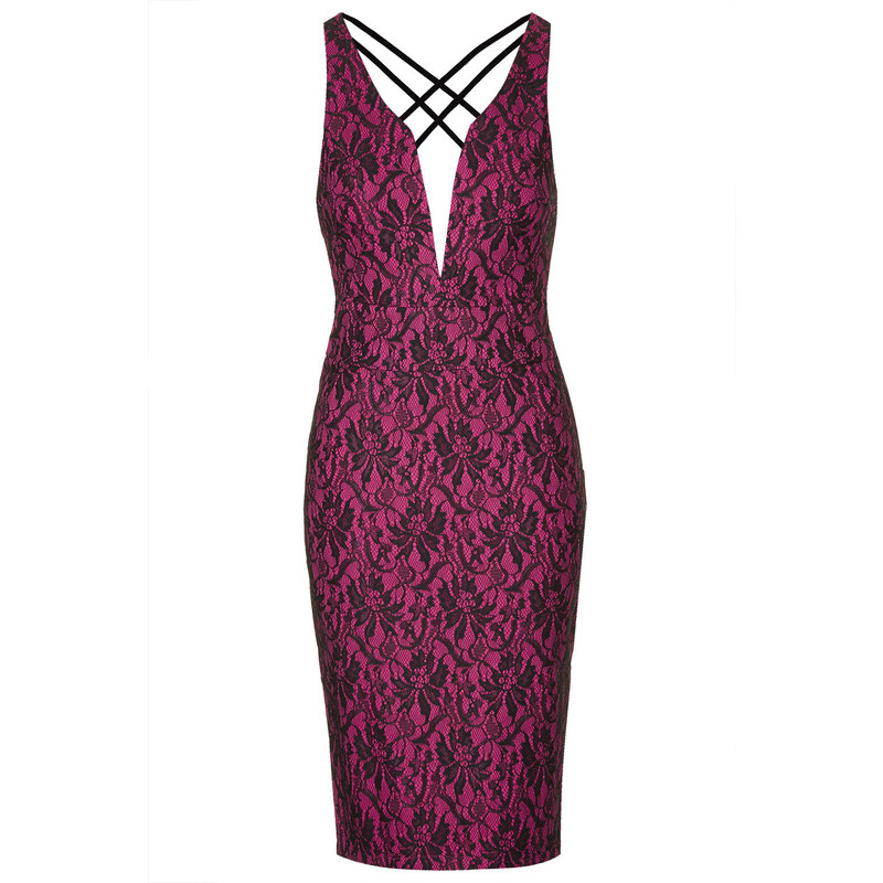 Topshop **Lace Plunge Neck Bodycon by Rare