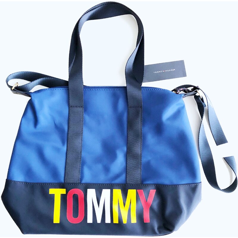 Tommy Hilfiger Tommy Hilfiger Icon Tape stylová modrá taška s barevným nápisem Tommy - UNI / Modrá / Tommy Hilfiger