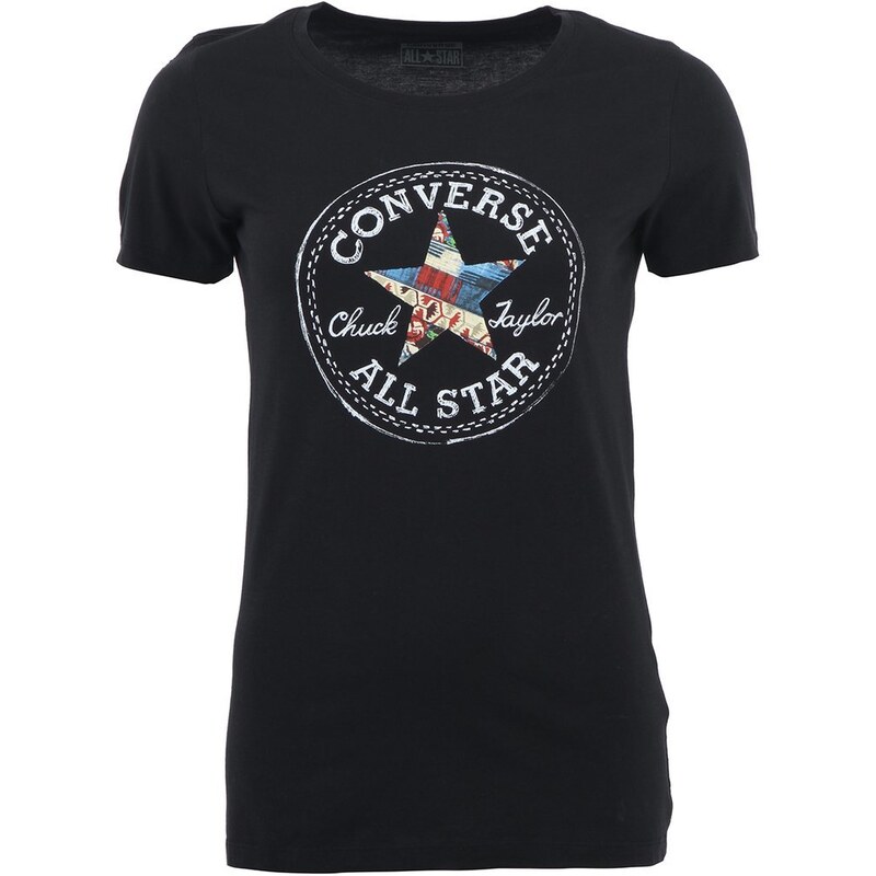 Černé dámské tričko s barevným logem Converse