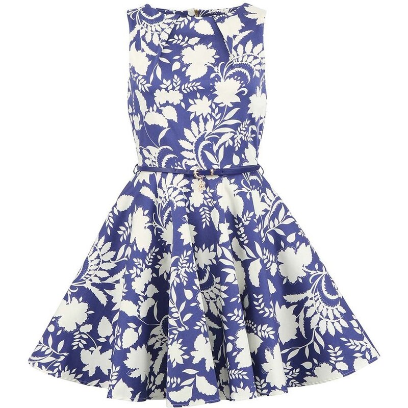 Modro-bílé květované šaty Closet s páskem