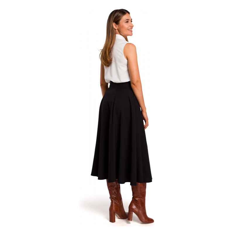 Široká delší černá sukně s vysokým pasem, MOE (vel.M/38 skladem)