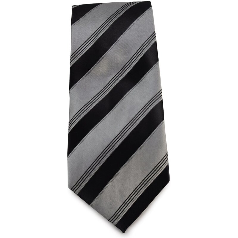 Šlajfka Šedá mikrovláknová kravata s černými pruhy