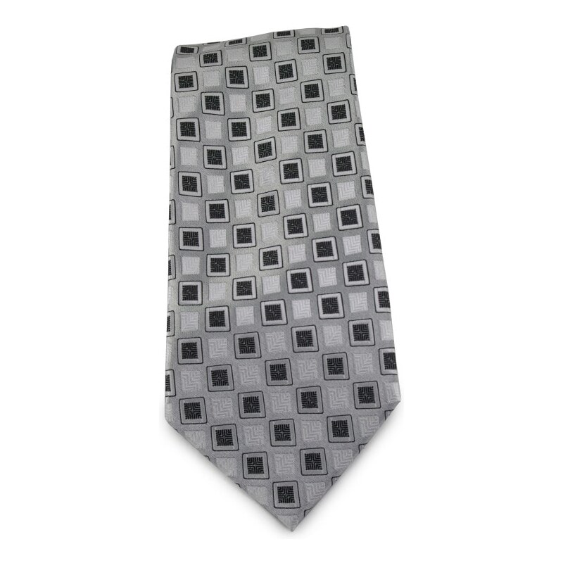 Šlajfka Šedo-stříbrná mikrovláknová kravata se vzorem (černá)