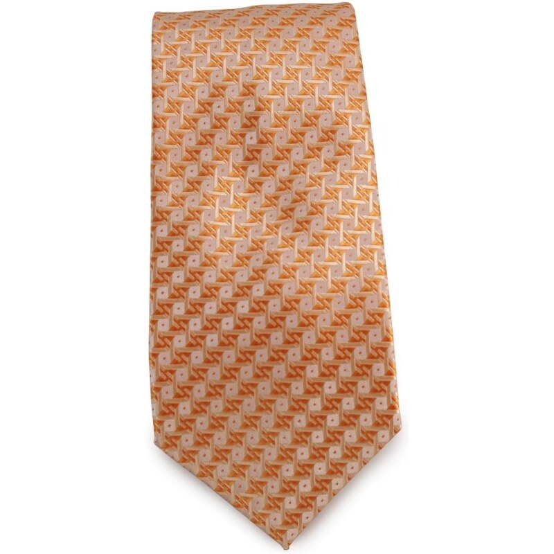 Šlajfka Oranžová mikrovláknová kravata se zajímavým vzorem