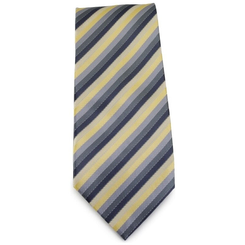 Šlajfka Proužkovaná mikrovláknová kravata (šedá, žlutá)