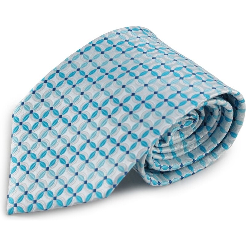 Šlajfka Světle modrá (tyrkysová) mikrovláknová kravata s atypickým vzorem