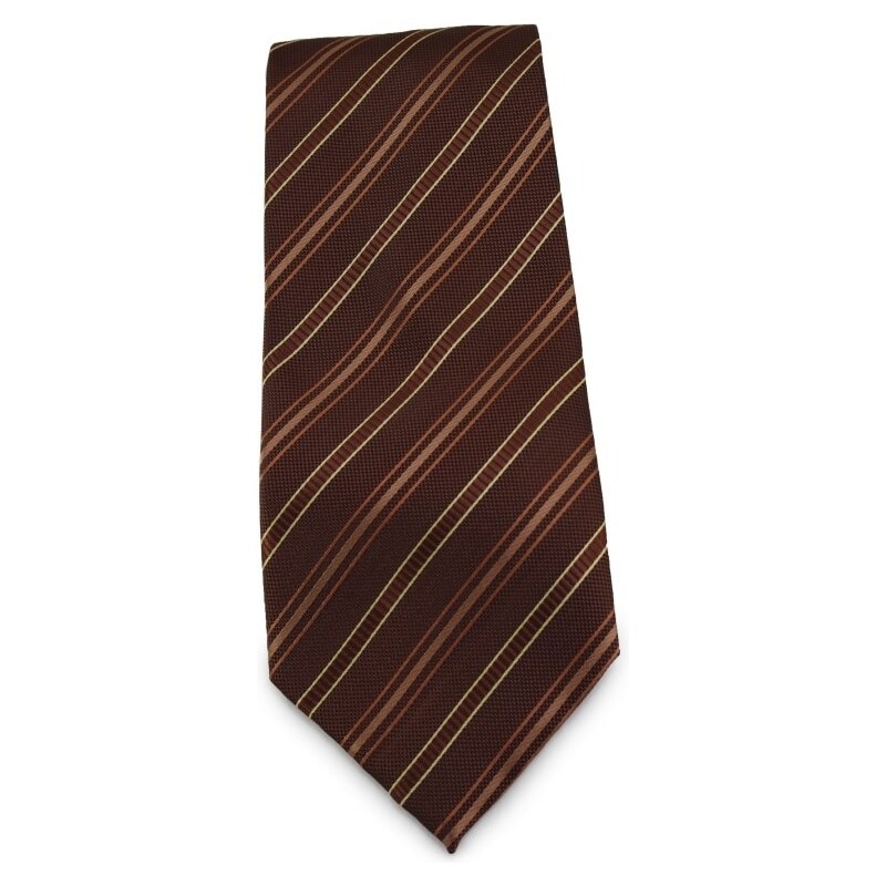 Šlajfka Hnědá proužkovaná mikrovláknová kravata