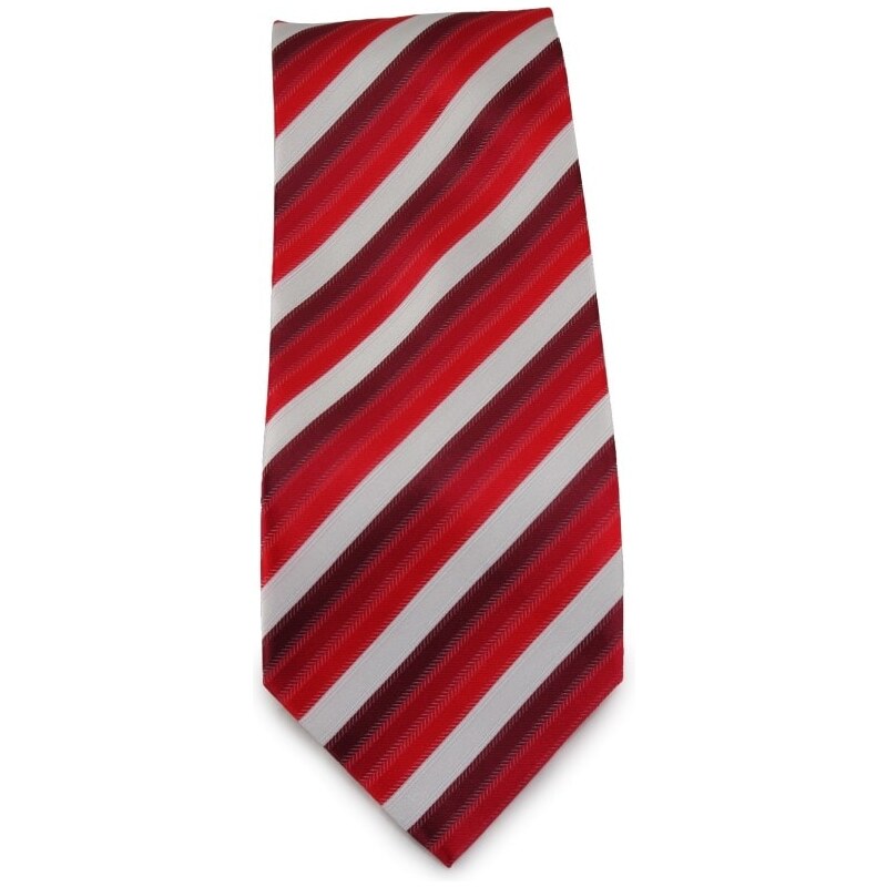 Šlajfka Červená mikrovláknová kravata s proužky (bílá)