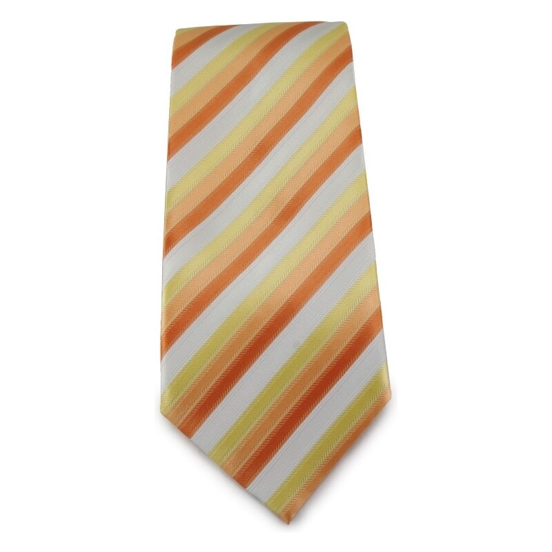 Šlajfka Oranžová mikrovláknová kravata s proužky (bílá)