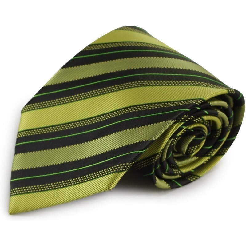 Šlajfka Zelená mikrovláknová kravata s proužky (černá)