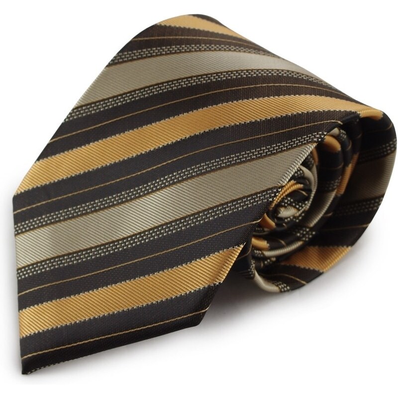 Šlajfka Hnědá mikrovláknová kravata s proužky (černá)
