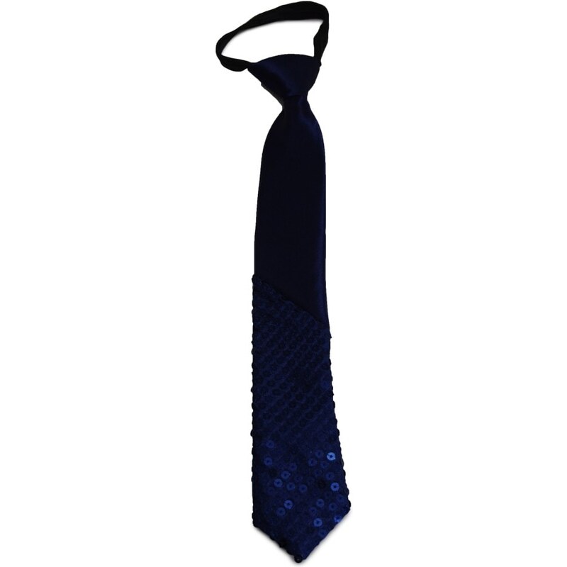 Šlajfka Dětská modrá kravata s lesklými kamínky