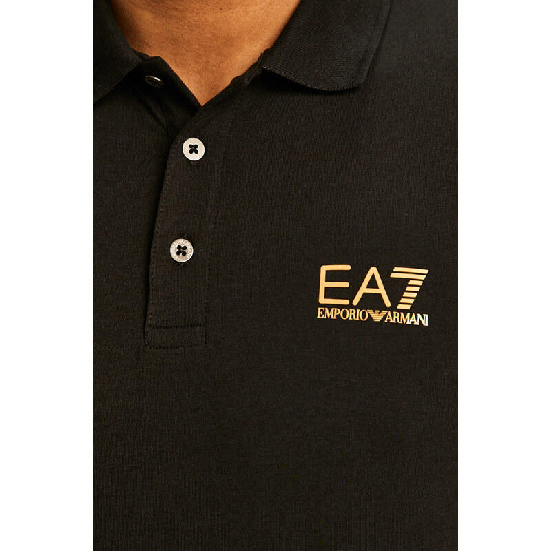 Polo tričko EA7 Emporio Armani pánské, černá barva, hladké