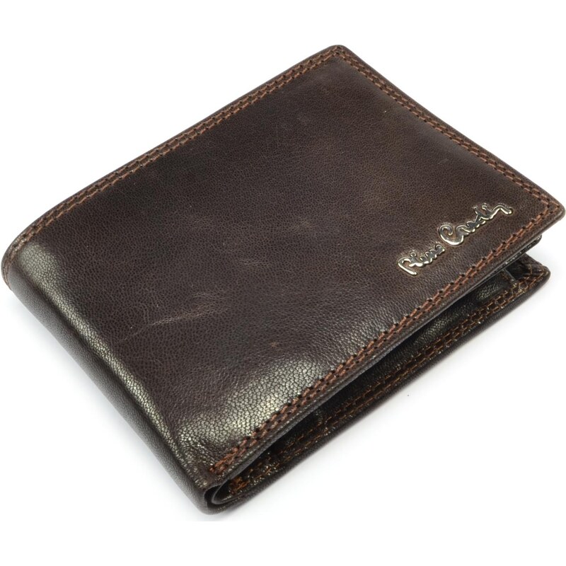 Pierre Cardin Šedo-hnědá pánská kožená peněženka s přezkou