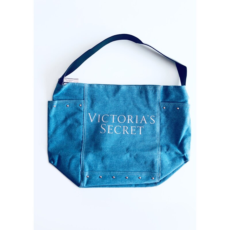 Victoria's Secret Victoria's Secret Tote Bag Jeans stylová bavlněná taška - UNI / Modrá / Victoria's Secret