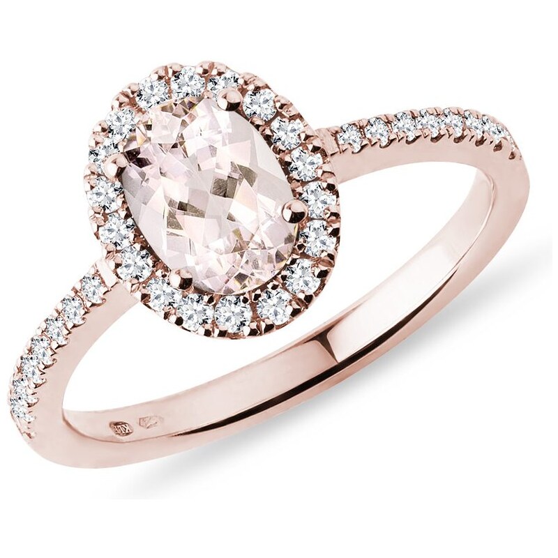 Zásnubní prsten s morganitem v růžovém zlatě KLENOTA K0139014