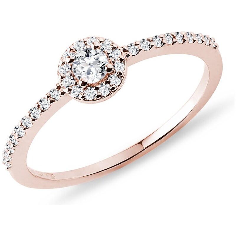 Zásnubní prsten z růžového zlata s diamanty KLENOTA K0153024